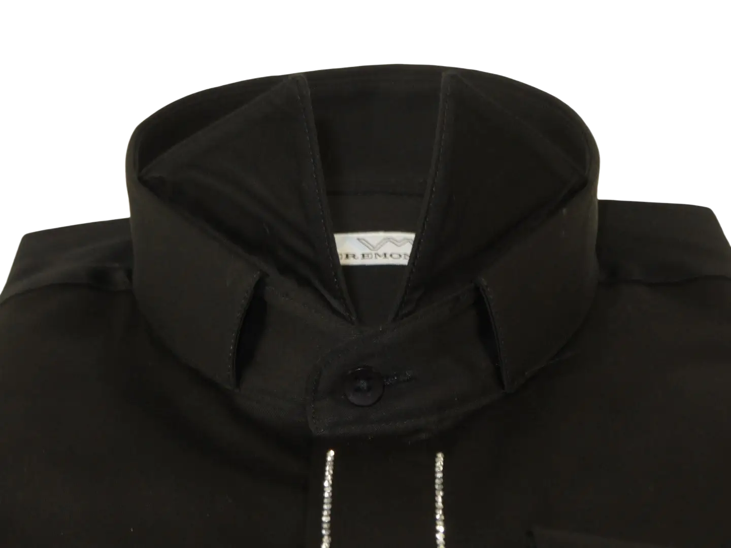 Men CEREMONIA Formal Cotton Shirt Rhinestone Slim Fit Turkey #ATS 115 Black