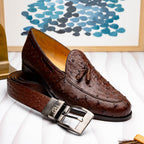 Domenico Genuine Exotic Ostrich belts Brown