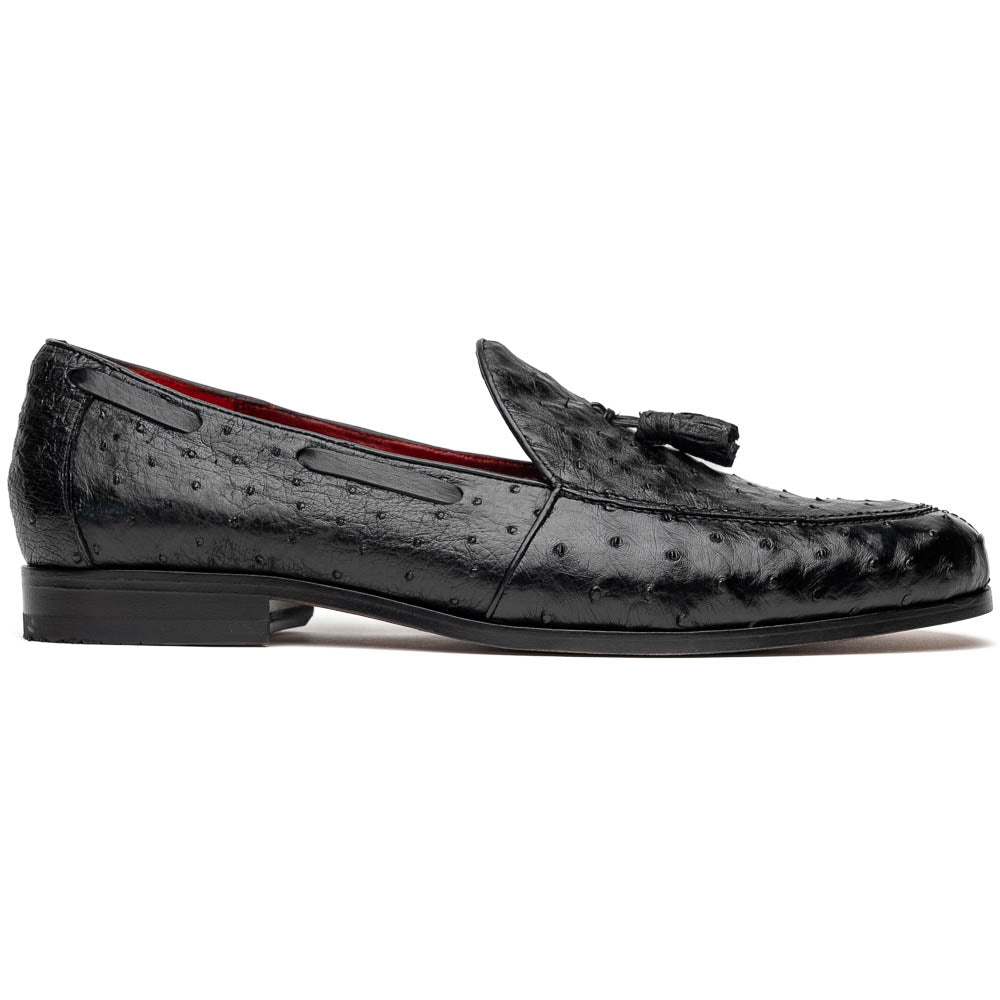Aubiere Genuine Ostrich Quill Tassel Loafers Black