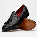 Aubiere Genuine Ostrich Quill Tassel Loafers Black