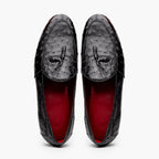 Aubiere Genuine Ostrich Quill Tassel Loafers Black