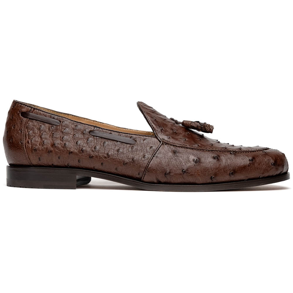 Aubiere Genuine Ostrich Quill Dress Tassel Loafers Brown