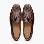 Aubiere Genuine Ostrich Quill Dress Tassel Loafers Brown