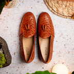 Aubiere Genuine Ostrich Quill Dress Loafer Cognac