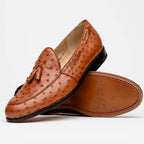 Aubiere Genuine Ostrich Quill Dress Loafer Cognac