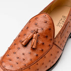 Aubiere Genuine Ostrich Quill Dress Loafer Cognac