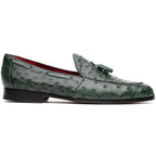 Aubiere Genuine Ostrich Quill Tassel Loafers Shoes Forest Green
