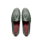 Aubiere Genuine Ostrich Quill Tassel Loafers Shoes Forest Green