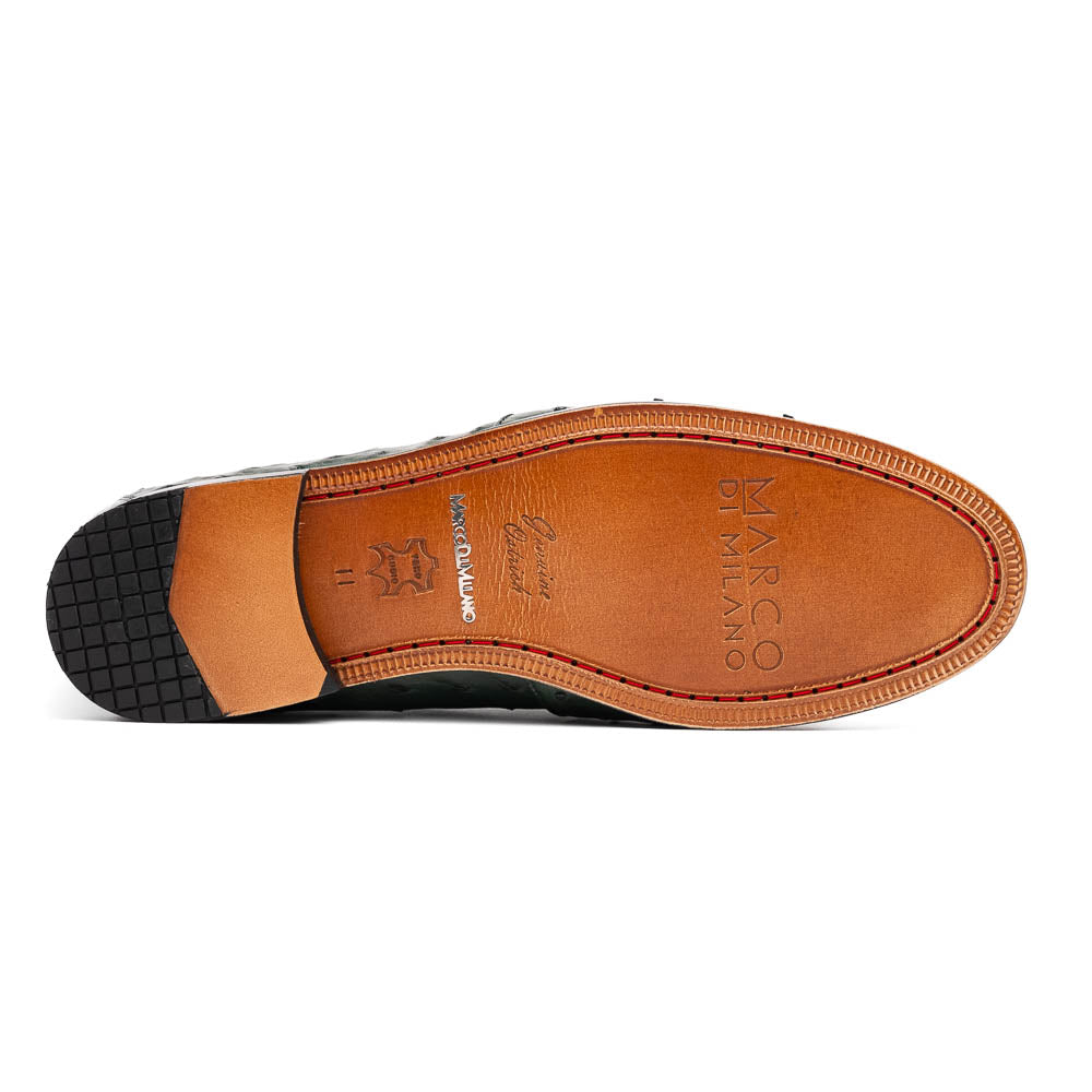Aubiere Genuine Ostrich Quill Tassel Loafers Shoes Forest Green