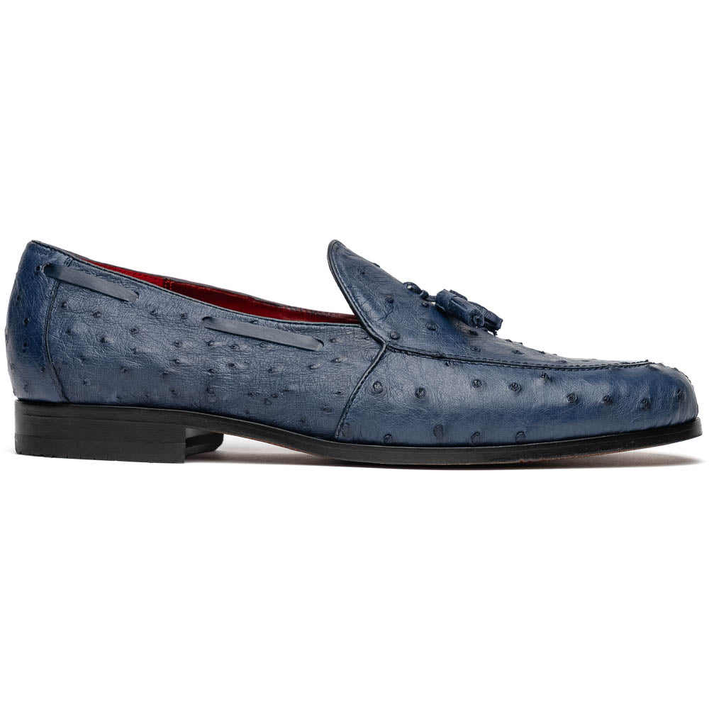 Aubiere Genuine Ostrich Quill Classic Loafers Navy