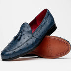 Aubiere Genuine Ostrich Quill Classic Loafers Navy