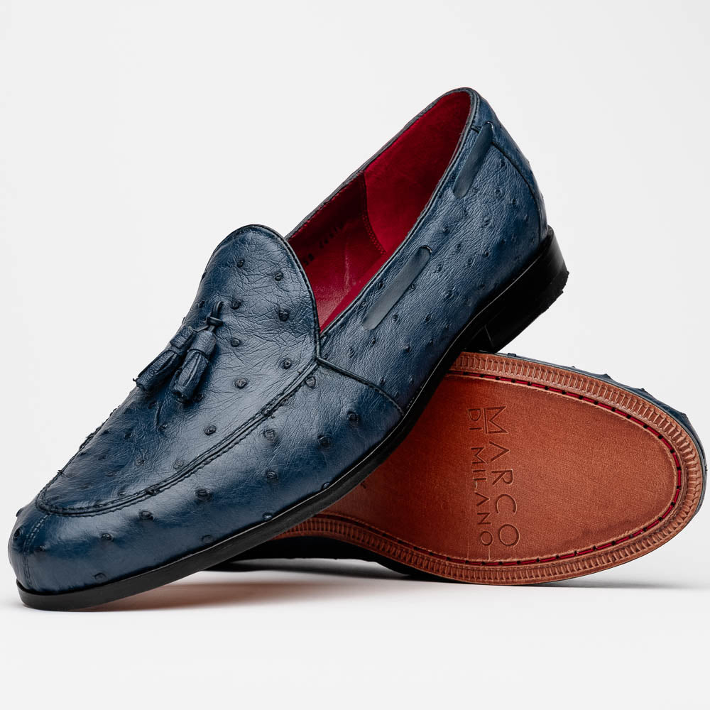 Aubiere Genuine Ostrich Quill Classic Loafers Navy