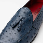 Aubiere Genuine Ostrich Quill Classic Loafers Navy