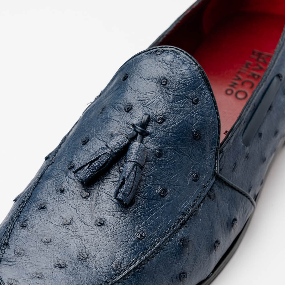Aubiere Genuine Ostrich Quill Classic Loafers Navy