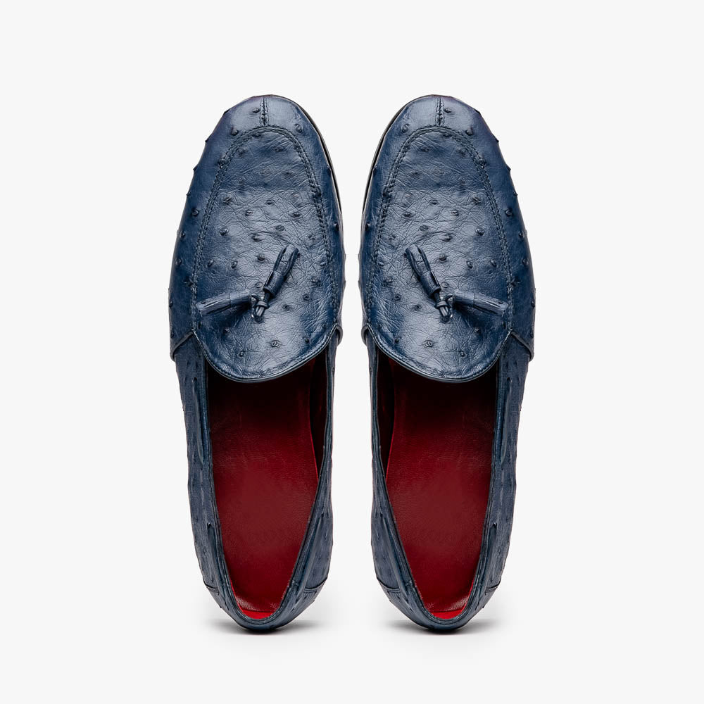 Aubiere Genuine Ostrich Quill Classic Loafers Navy