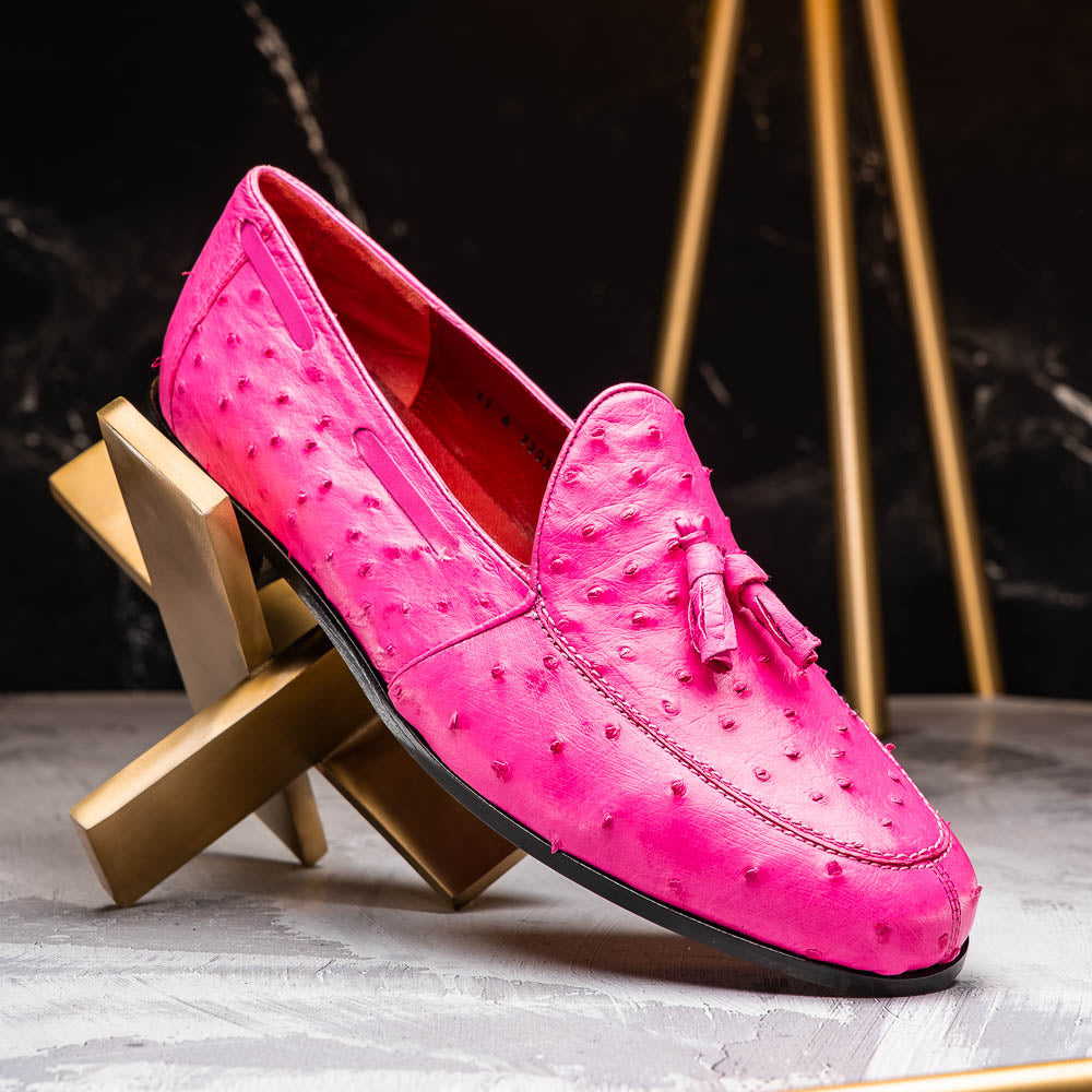 Marco Di Milano genuine& ostrich tassel loafer Shoes AUBIERE Pink