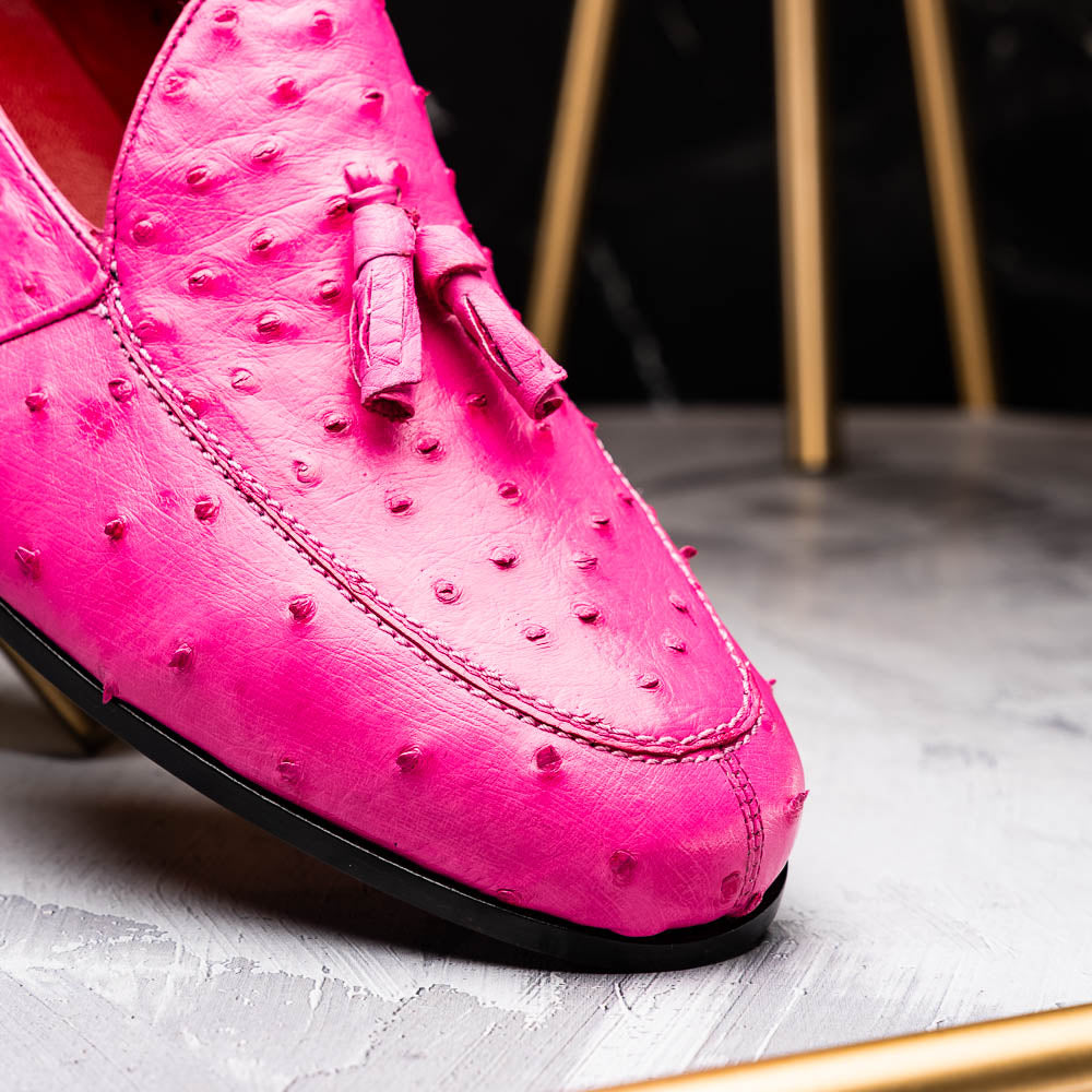 Marco Di Milano genuine& ostrich tassel loafer Shoes AUBIERE Pink