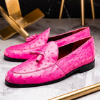 Marco Di Milano genuine& ostrich tassel loafer Shoes AUBIERE Pink