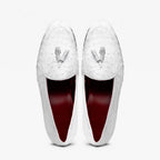 Aubiere Genuine Ostrich Quill Loafers Tassel Shoes White