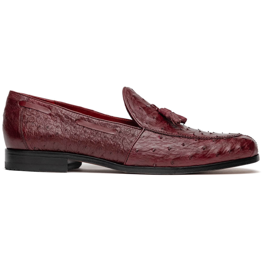 Aubiere Genuine Ostrich Quill Slip on Shoes Wine