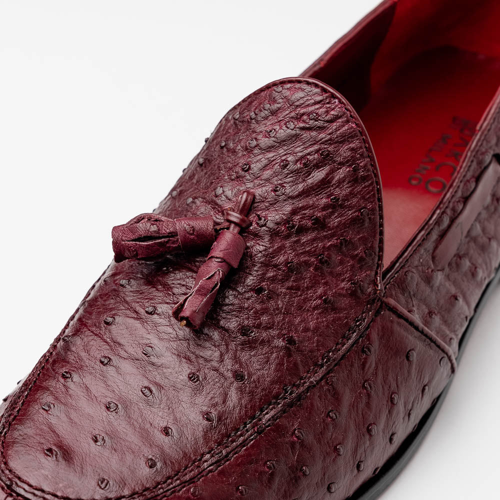 Aubiere Genuine Ostrich Quill Slip on Shoes Wine