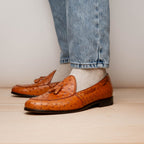 Aubiere Genuine Ostrich Quill Dress Loafer Cognac