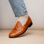 Aubiere Genuine Ostrich Quill Dress Loafer Cognac