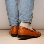 Aubiere Genuine Ostrich Quill Dress Loafer Cognac