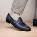 Aubiere Genuine Ostrich Quill Classic Loafers Navy