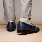 Aubiere Genuine Ostrich Quill Classic Loafers Navy