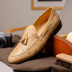 Aubiere Genuine Ostrich Quill Dress tassel Loafers Orix