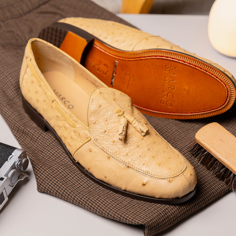 Aubiere Genuine Ostrich Quill Dress tassel Loafers Orix