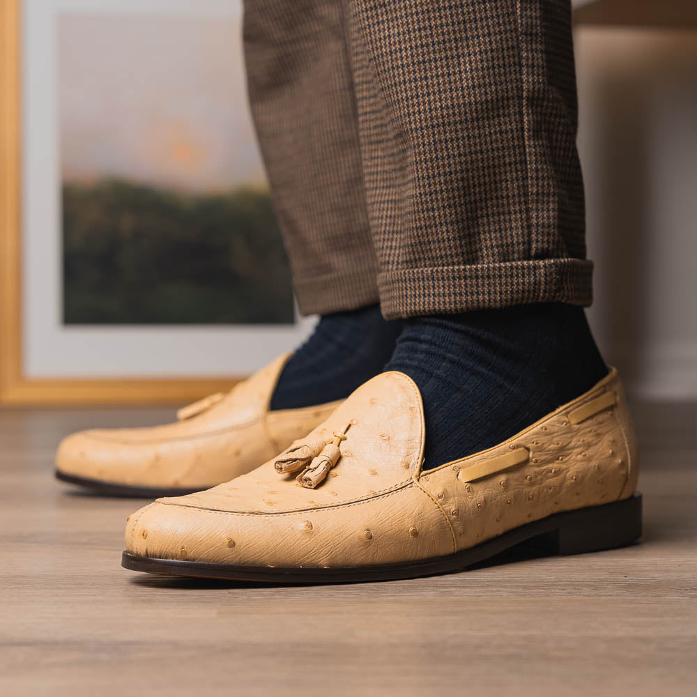 Aubiere Genuine Ostrich Quill Dress tassel Loafers Orix