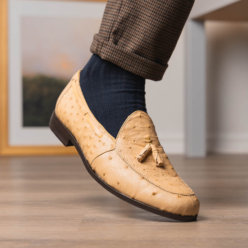 Aubiere Genuine Ostrich Quill Dress tassel Loafers Orix
