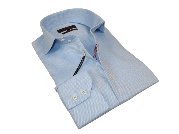 Men's Axxess Turkey Shirt 100% Egyptian Cotton High Collar 224-02 Blue Pique