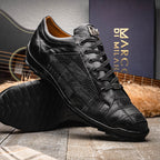 Bari Genuine Lizard Fashion Sneaker Patchwork Design Black