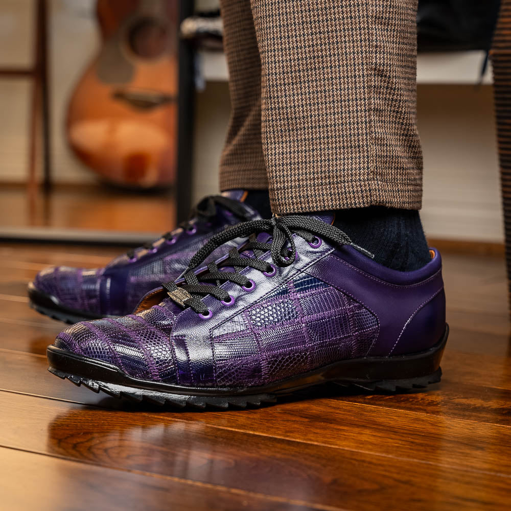 Bari Genuine Lizard Fashion Sneaker Sporty Shoes Purple