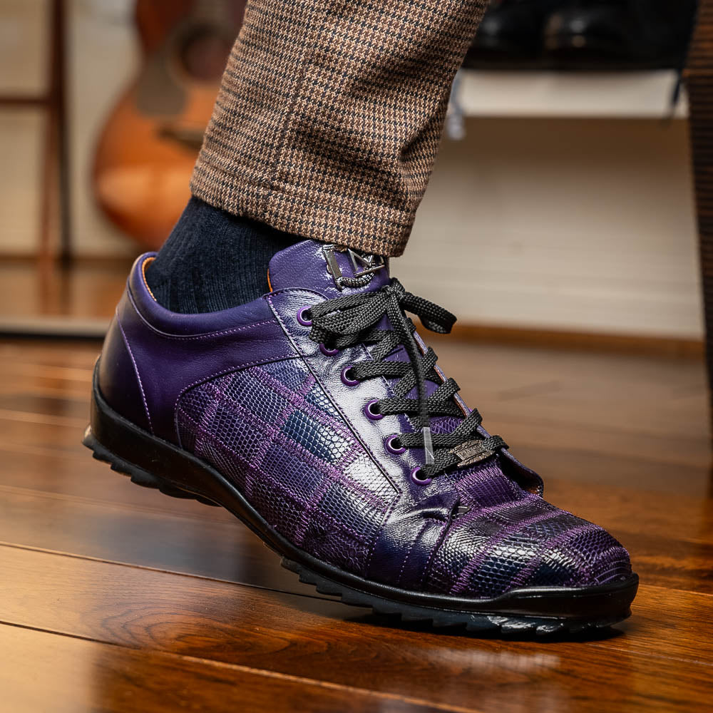 Bari Genuine Lizard Fashion Sneaker Sporty Shoes Purple