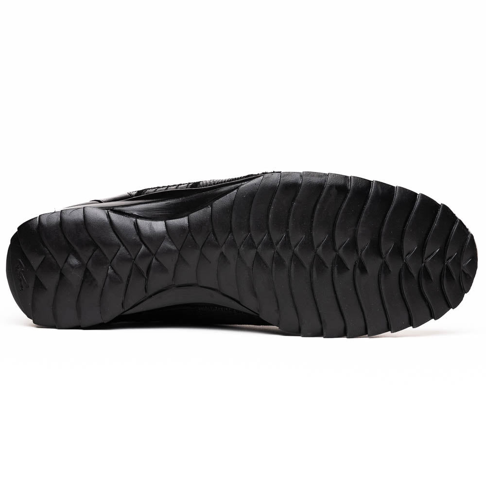 Bari Genuine Lizard Fashion Sneaker Patchwork Design Black