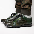 Bari Sport Genuine Lizard Fashion Sneaker Patchwork Design Green