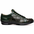 Bari Sport Genuine Lizard Fashion Sneaker Patchwork Design Green
