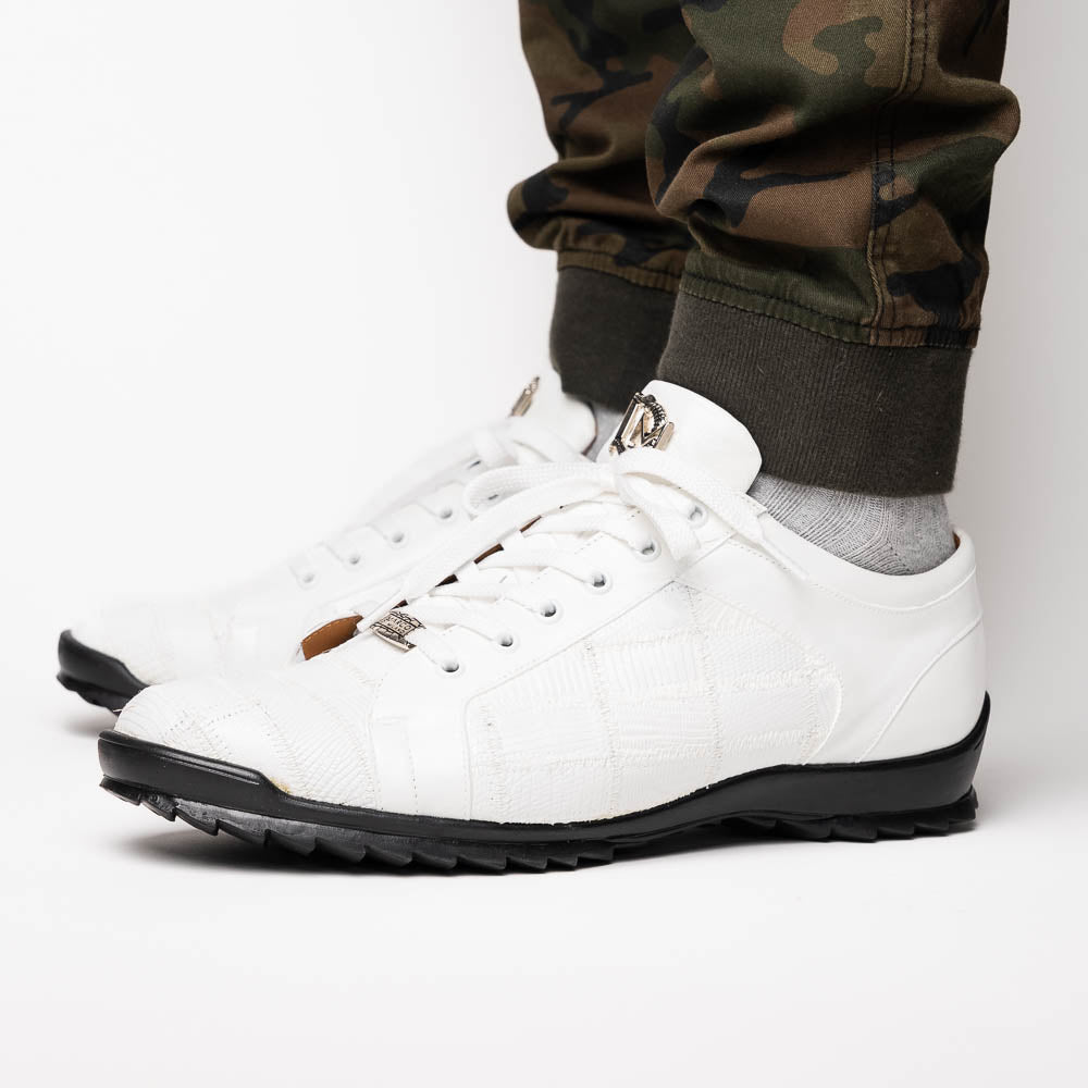 Bari Sporty Genuine Lizard Fashion Sneaker White