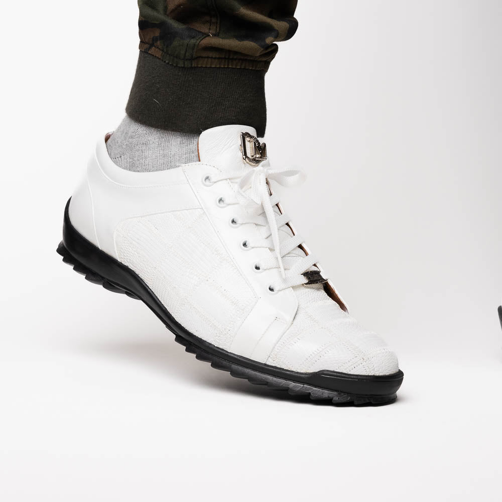 Bari Sporty Genuine Lizard Fashion Sneaker White