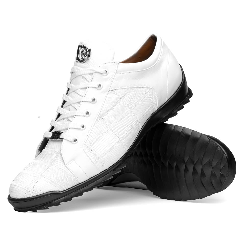 Bari Sporty Genuine Lizard Fashion Sneaker White