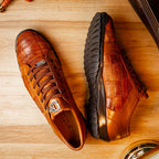 Bari Genuine Lizard Fashion Sneaker Dress Shoes Cognac