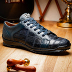 Bari Genuine Lizard Fashion Sneaker Patchwork Design Shoes Navy