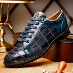 Bari Genuine Lizard Fashion Sneaker Patchwork Design Shoes Navy