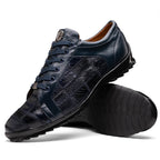 Bari Genuine Lizard Fashion Sneaker Patchwork Design Shoes Navy