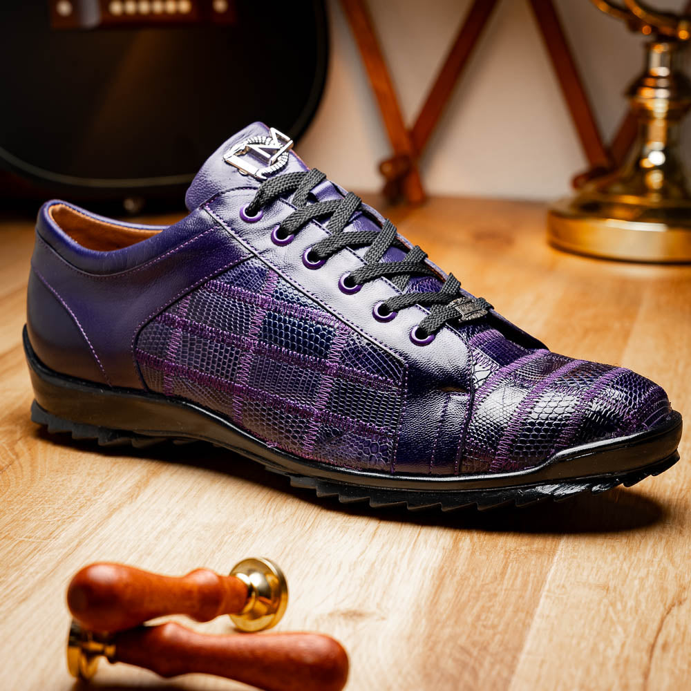 Bari Genuine Lizard Fashion Sneaker Sporty Shoes Purple
