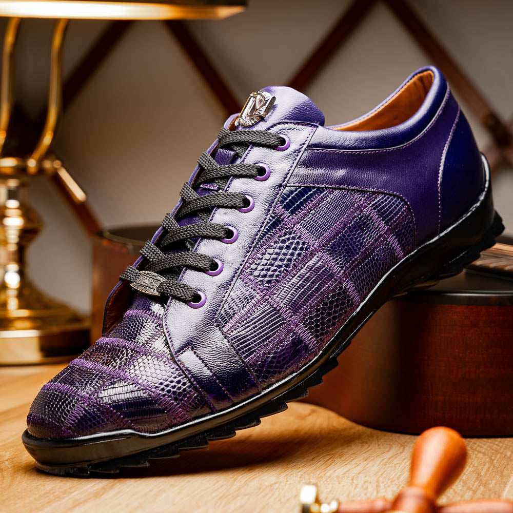 Bari Genuine Lizard Fashion Sneaker Sporty Shoes Purple